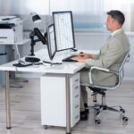 Mount-It! Dual Monitor Desk Mount – Gas Spring Arms for Stacked or Side-by-Side Screens, Fully Adjustable Two Monitor Stand for 13”–32” Displays, VESA Compatible, Clamp & Grommet Base - Image 10