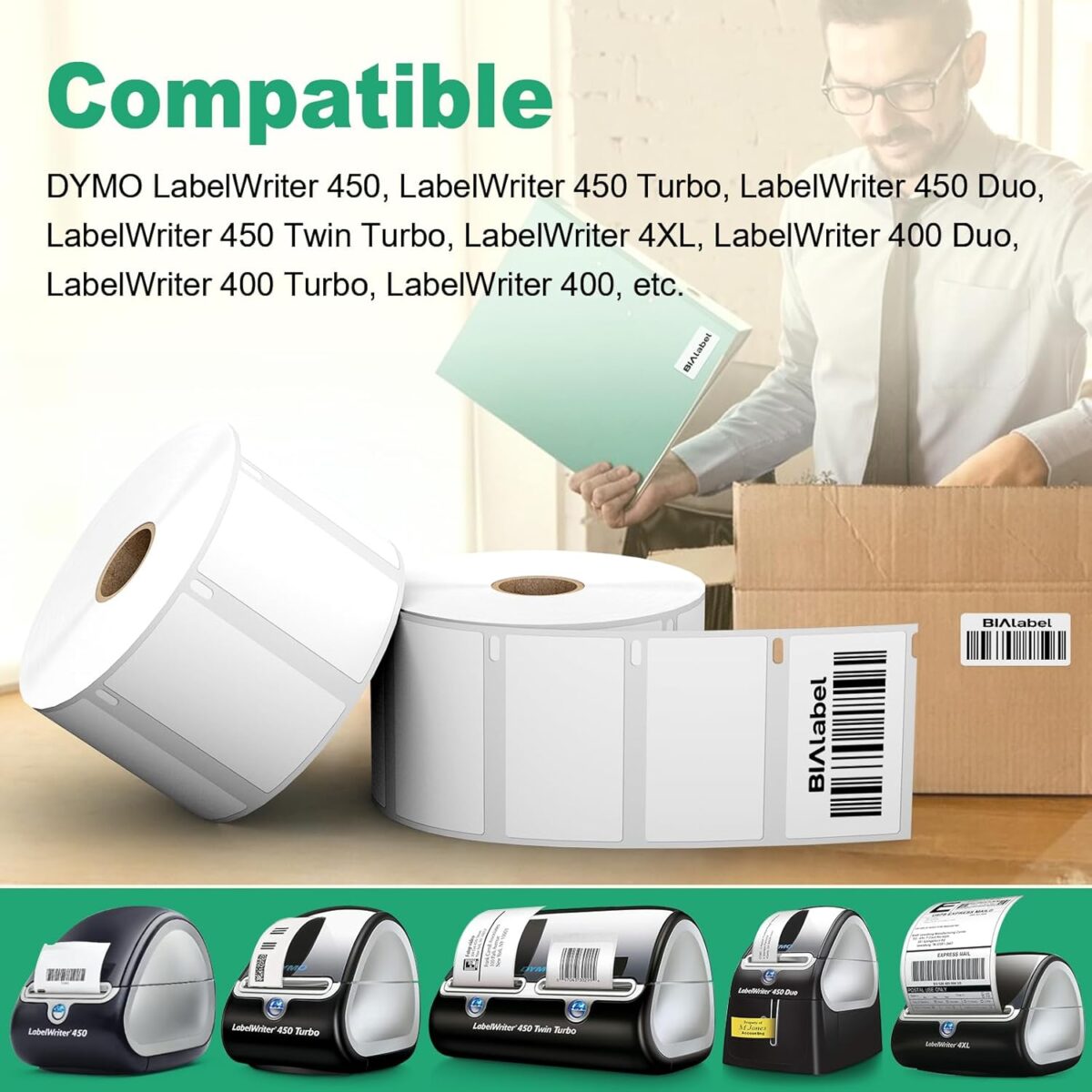 12 Rolls 2-1/4" x 1-1/4" Thermal Labels Replacement for Dymo 30334, Compatible with DYMO LabelWriter 4XL, 450, 450 Duo, 450 Turbo, 450 Twin Turbo, Not Fit 5XL & 550 - Image 6