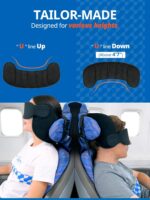 Travel Pillow, Upgrade Airplane Pillow for Long Flight, 360° Support Headrest, Travel Neck Pillow Eye Masks for Sleep, Compact Airplane Travel Essentials, Stop Bobblehead, Mottled Grey - Image 3