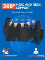Travel Pillow, Upgrade Airplane Pillow for Long Flight, 360° Support Headrest, Travel Neck Pillow Eye Masks for Sleep, Compact Airplane Travel Essentials, Stop Bobblehead, Mottled Grey - Image 4