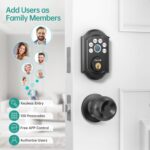 Smart Deadbolt Door Lock Set: Hornbill Keyless Entry Door Knobs with Fingerprint Electronic Digital Bluetooth Door Lock with Keypad Code App Alexa Auto Lock for House Apartment Black - Image 3