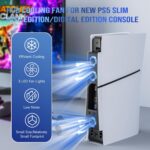 BRHE PS5 Slim Cooling Fan,Quiet Cooling System for PS5 Slim Digital/Discs Edition with 3 Fans/USB 3.0 Port,PS5 Slim Cooler Accessories with LED Light，Not for PS5 2020 and PS5 Pro - Image 4