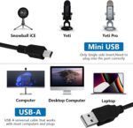 Geekria for Creators USB-A to Mini-USB Microphone Cable 10 ft / 300 CM, Compatible with Logitech for Creators Blue Yeti, Yeti Pro, Snowball iCE, Mic Cord (Black) - Image 4