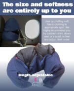 Travel Neck Pillow Cover Stuffable with Clothes, 2-Way Hood, Carry-on Extra Luggage, Cotton Light Blocking, for Airplane Long Flight, Navy - Image 5