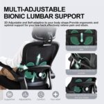 Ergonomic Office Chair,Ultra Thick Office Desk Chair with Adjustable Lumbar Support and Headrest,Spring Cushion,Rocking Function,Flip-up arms,Mesh Computer Chair for Home Office,Black - Image 5