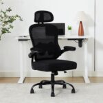 Ergonomic Office Chair,Ultra Thick Office Desk Chair with Adjustable Lumbar Support and Headrest,Spring Cushion,Rocking Function,Flip-up arms,Mesh Computer Chair for Home Office,Black - Image 8
