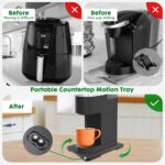 Appliance Slider 360° Rolling Tray for Coffee Maker Bamboo Coffee Pot Slider Tray Countertop Rotation Sliding Tray with Wheels, Small Appliances Mat Black(Small 13.9"×9.4") - Image 4