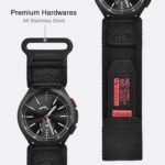 Band Compatible with Samsung Galaxy Watch 7 6 5 4 40mm 44mm/ Watch 6 4 Classic/Watch 5 Pro/Watch 3 Classic 41mm/Active 2, 20mm Nylon Replacement Sports Strap for Men Women(Black,L) - Image 6