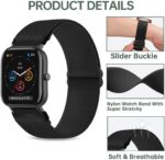 2Pack Stretchy Nylon & Silicone Watch Bands Compatible with Amazfit GTS/GTS 2/GTS 2 mini/GTS 2e/GTS 3/GTS 4/GTS 4 mini, Loop Elastic Straps for Amazfit Bip U Pro/Bip 3 Pro/Bip Lite Women Men - Image 5