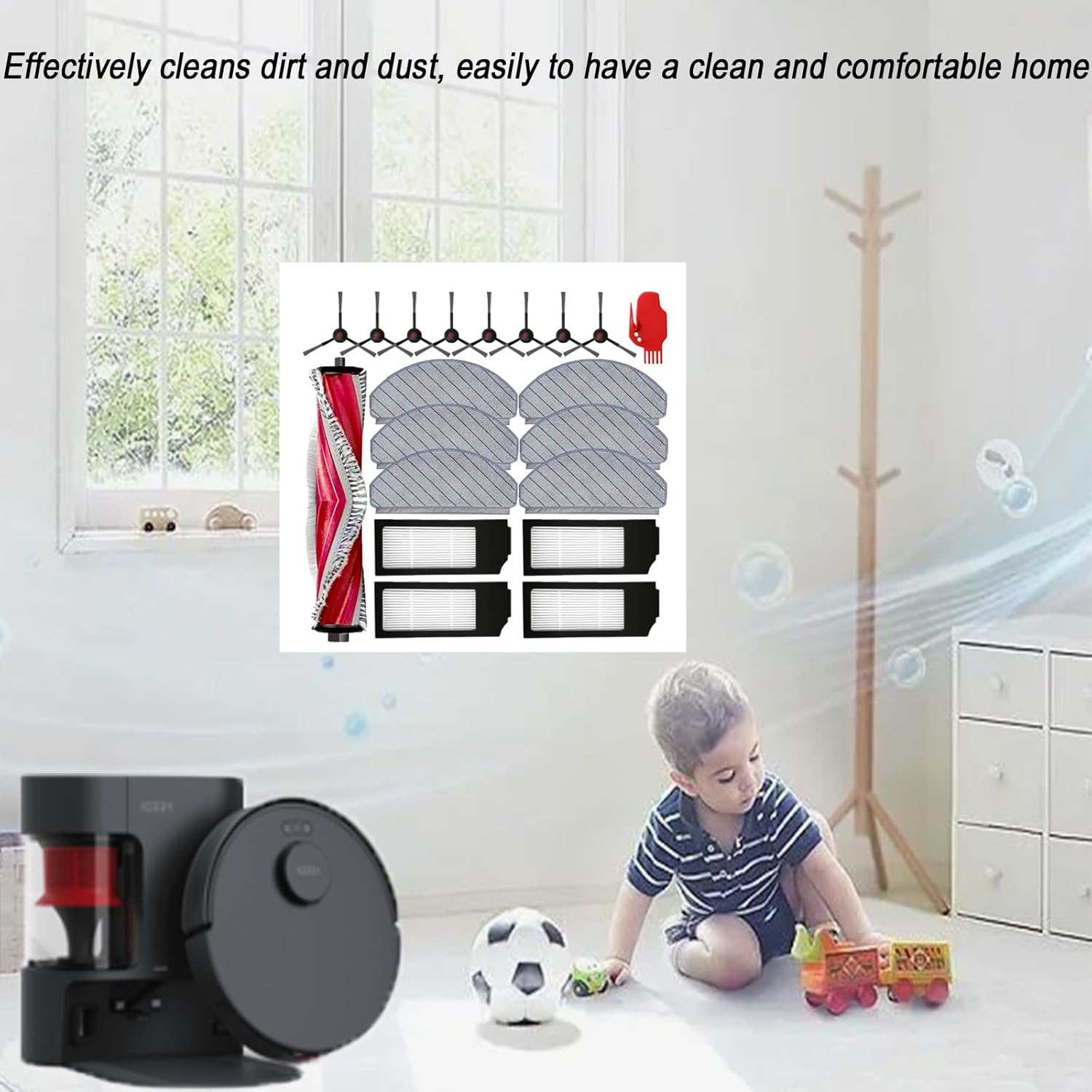 Replacement for ECOVACS DEEBOT N20 Plus, N20 Pro Plus, for Yeedi C12, C12 Pro Plus Robot Vacuum, C12 Accessories,1 Main Brush, 4 Filters, 6 Mop Pads, 8 Side Brushes, N20 Plus Replacement 20 Pcs - Image 8