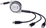 BoxWave Cable Compatible with HyperX Cloud II Wireless - AllCharge miniSync, Retractable, Portable USB Cable - Jet Black - Image 3