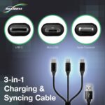 BoxWave Cable Compatible with HyperX Cloud II Wireless - AllCharge miniSync, Retractable, Portable USB Cable - Jet Black - Image 4