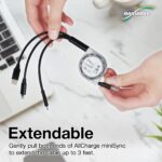 BoxWave Cable Compatible with HyperX Cloud II Wireless - AllCharge miniSync, Retractable, Portable USB Cable - Jet Black - Image 7