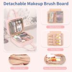 Travel Makeup Bag, Large Capacity Cosmetic Bag, Portable Make Up Bag Organizer for Women, Waterproof Cosmetic Travel Bag with Dividers and Brush Compartment for Cosmetics & Toiletries - Image 4
