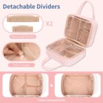 Travel Makeup Bag, Large Capacity Cosmetic Bag, Portable Make Up Bag Organizer for Women, Waterproof Cosmetic Travel Bag with Dividers and Brush Compartment for Cosmetics & Toiletries - Image 5