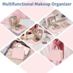 Travel Makeup Bag, Large Capacity Cosmetic Bag, Portable Make Up Bag Organizer for Women, Waterproof Cosmetic Travel Bag with Dividers and Brush Compartment for Cosmetics & Toiletries - Image 8