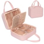 Travel Makeup Bag, Large Capacity Cosmetic Bag, Portable Make Up Bag Organizer for Women, Waterproof Cosmetic Travel Bag with Dividers and Brush Compartment for Cosmetics & Toiletries - Image 9