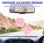 2PCS Fuzzy Dice for Car Rear View Mirror with Suction Cup, 2.37" Retro Plush Dice Auto Decoration for Mirror, Cute Classic Mirrors Dice, Universal Rearview Hanging Ornament (Light Pink) - Image 4