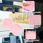 2PCS Fuzzy Dice for Car Rear View Mirror with Suction Cup, 2.37" Retro Plush Dice Auto Decoration for Mirror, Cute Classic Mirrors Dice, Universal Rearview Hanging Ornament (Light Pink) - Image 5