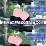 2PCS Fuzzy Dice for Car Rear View Mirror with Suction Cup, 2.37" Retro Plush Dice Auto Decoration for Mirror, Cute Classic Mirrors Dice, Universal Rearview Hanging Ornament (Light Pink) - Image 6
