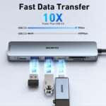 BENFEI 7-in-1 USB C Hub with HDMI(4K@60Hz), 2 USB-A, 1 USB-C Data, 100W Charge, SD/TF Card Reader, Silicone Tangle-Free Cable Compatible with MacBook Pro/Air, iPad Pro, iMac, iPhone 15 Pro/Pro Max - Image 6