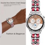 Bands Compatible with Samsung Galaxy Watch 46mm / Galaxy 3 45mm, 22mm Metal with Leather Chain Bracelet for Huawei Watch GT5 / GT5 Pro / 4/4 Pro / GT4 / 3/3 Pro / GT3 / GT2 46mm Women - Image 4
