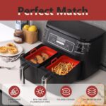 Collapsible 2-Pack Air Fryer Silicone Liners for 10QT NINJA Foodi Dual, Rectangular Air Fryer Silicone Pot, Reusable Silicone Air Fryer Basket for Air Fryer Accessories (Red) - Image 4