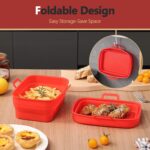 Collapsible 2-Pack Air Fryer Silicone Liners for 10QT NINJA Foodi Dual, Rectangular Air Fryer Silicone Pot, Reusable Silicone Air Fryer Basket for Air Fryer Accessories (Red) - Image 5