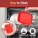 Collapsible 2-Pack Air Fryer Silicone Liners for 10QT NINJA Foodi Dual, Rectangular Air Fryer Silicone Pot, Reusable Silicone Air Fryer Basket for Air Fryer Accessories (Red) - Image 7