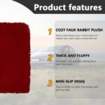 6 PCS Fluffy Steering Wheel Covers Set, 15'' Furry Car Wheel Cover, Soft Gear Shift & Handbrake Cover, Center Console & Seat Belt Shoulder Pads for Women, Car Accessories (Wine Red) - Image 4