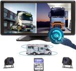 Skid Steer Touchable Screen 128GB Large Audio 1080P 2 Split Image 11 Inch Monitor Backup Camera Built-in DVR Video for RV Truck Trailer Rear Front Reversing Wired Waterproof System D102 - Image 6