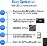 ELM327 Bluetooth OBD2 Scanner for iPhone & Android, Wireless Auto Check Car Fault Code Reader for All 1996 & Newer Gasoline Vehicles - Blue - Image 6