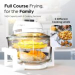 16Qt Extra Large Glass Air Fryer Non Toxic – Family Sized 4 in 1 Cooker with 3 Cooking Sections, Stainless Steel Racks for French Fries, Chicken, No Preheat, Self Cleaning, Dishwasher Safe - Image 4
