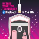 Cooler Master MM712 Sakura Wireless Gaming Mouse Pink|White, Adjustable 19,000 DPI, Palm|Claw Grip, 2.4GHz|Bluetooth, PixArt Optical Sensor, Ultraweave Cable, PTFE Feet, RGB Lighting (MM-712-WWOH2) - Image 4