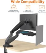 Amazon Basics Gas Spring Dual Computer Monitor Arm Mount, Adjustable, Holds up to 27" Monitors, Black - Image 3