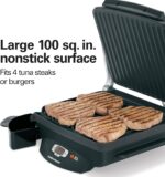 Hamilton Beach Steak Lover's Electric Indoor Searing Grill, Nonstick 100 Square, Stainless Steel (25331), Black and Stainless, Medium - Image 4
