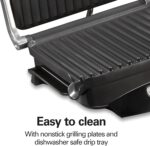 Hamilton Beach Steak Lover's Electric Indoor Searing Grill, Nonstick 100 Square, Stainless Steel (25331), Black and Stainless, Medium - Image 7