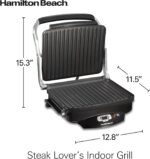 Hamilton Beach Steak Lover's Electric Indoor Searing Grill, Nonstick 100 Square, Stainless Steel (25331), Black and Stainless, Medium - Image 9