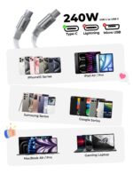 LISEN 240W Retractable USB C Cable, USB C to C Retractable Car Charger Cable, Phone Charger Cord Fast Charging for iPhone 16 15 Pro Max Plus/iPad/MacBook/Samsung S24, Travel Essentials - Image 6