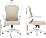 Hbada Office Chair Ergonomic Desk Chair, Office Desk Chairs with PU Silent Wheels, Breathable Mesh Computer Chair with Adjustable Lumbar Support, Flip-up Armrests, Tilt Function, Grey - Image 3