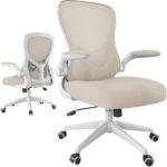 Hbada Office Chair Ergonomic Desk Chair, Office Desk Chairs with PU Silent Wheels, Breathable Mesh Computer Chair with Adjustable Lumbar Support, Flip-up Armrests, Tilt Function, Grey - Image 4