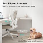 Hbada Office Chair Ergonomic Desk Chair, Office Desk Chairs with PU Silent Wheels, Breathable Mesh Computer Chair with Adjustable Lumbar Support, Flip-up Armrests, Tilt Function, Grey - Image 5