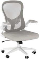 Hbada Office Chair Ergonomic Desk Chair, Office Desk Chairs with PU Silent Wheels, Breathable Mesh Computer Chair with Adjustable Lumbar Support, Flip-up Armrests, Tilt Function, Grey - Image 7