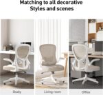 Hbada Office Chair Ergonomic Desk Chair, Office Desk Chairs with PU Silent Wheels, Breathable Mesh Computer Chair with Adjustable Lumbar Support, Flip-up Armrests, Tilt Function, Grey - Image 8