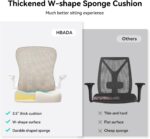 Hbada Office Chair Ergonomic Desk Chair, Office Desk Chairs with PU Silent Wheels, Breathable Mesh Computer Chair with Adjustable Lumbar Support, Flip-up Armrests, Tilt Function, Grey - Image 9