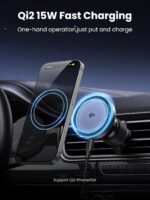 UGREEN Qi2 Wireless Car Charger, 15W Fast Charging Strong Magnetic Car Phone Holder with LED Light for iPhone 16/15/14/13/12 Series Car Accessories - Image 3