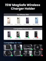 UGREEN Qi2 Wireless Car Charger, 15W Fast Charging Strong Magnetic Car Phone Holder with LED Light for iPhone 16/15/14/13/12 Series Car Accessories - Image 6