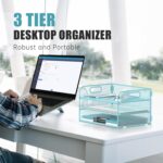 Daltack 3-Tier Paper Organizer with Handle, Mesh Desk Organizer Letter Tray, Blue - Image 3