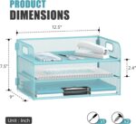 Daltack 3-Tier Paper Organizer with Handle, Mesh Desk Organizer Letter Tray, Blue - Image 4