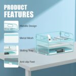 Daltack 3-Tier Paper Organizer with Handle, Mesh Desk Organizer Letter Tray, Blue - Image 5